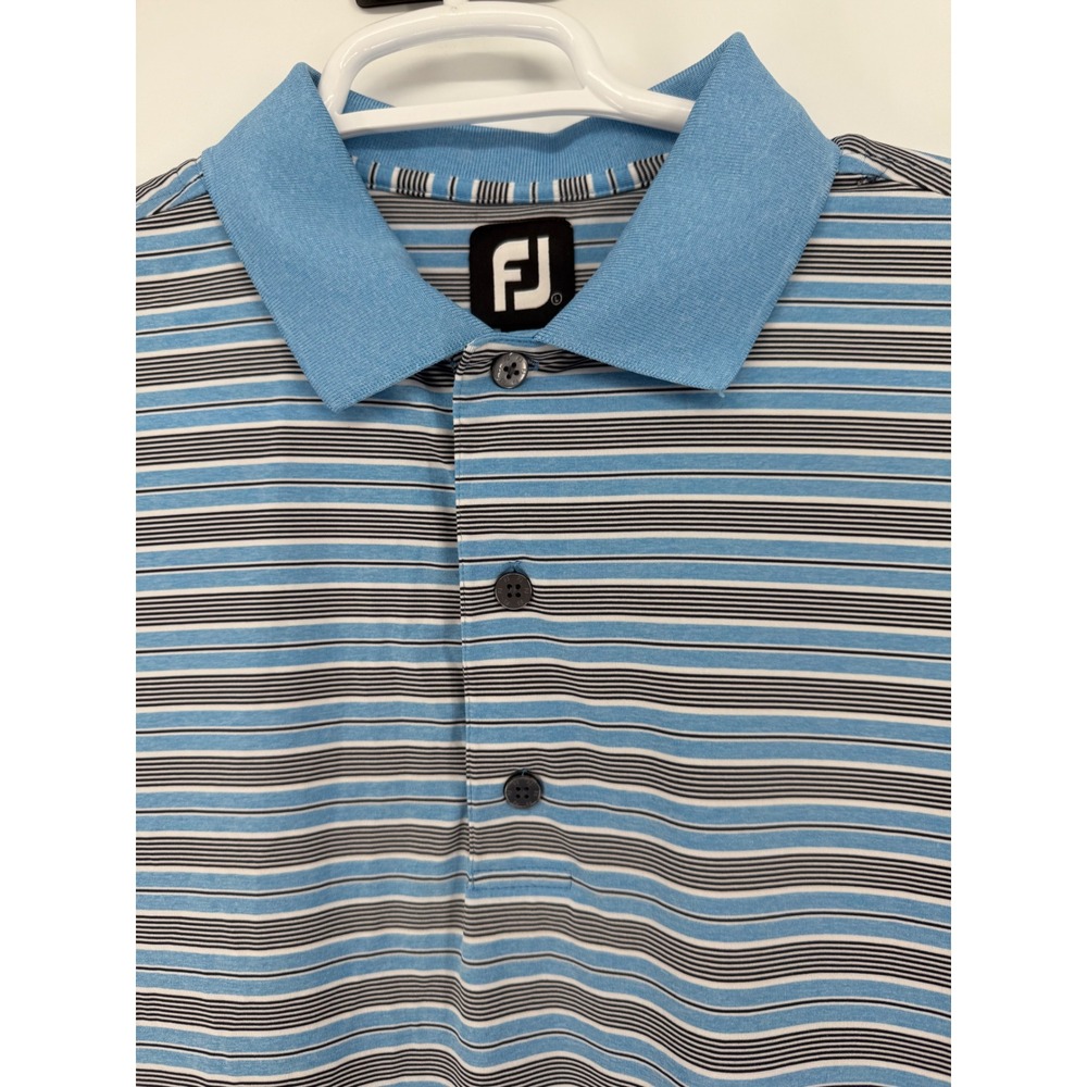 FootJoy‎ Golf Polo Shirt Mens Large Striped Blue Gray Cartersville Country Club
